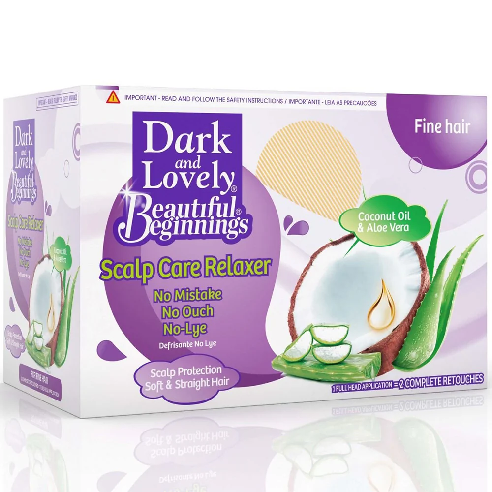 Dark and Lovely Beautiful Beginnings Scalp Care No-Lye Relaxer Kit Fine