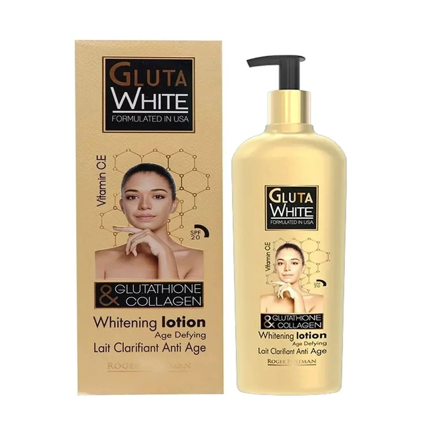 Gluta White Glutathione & Collagen Lotion with 4 Exfoliating, cleansing Pads